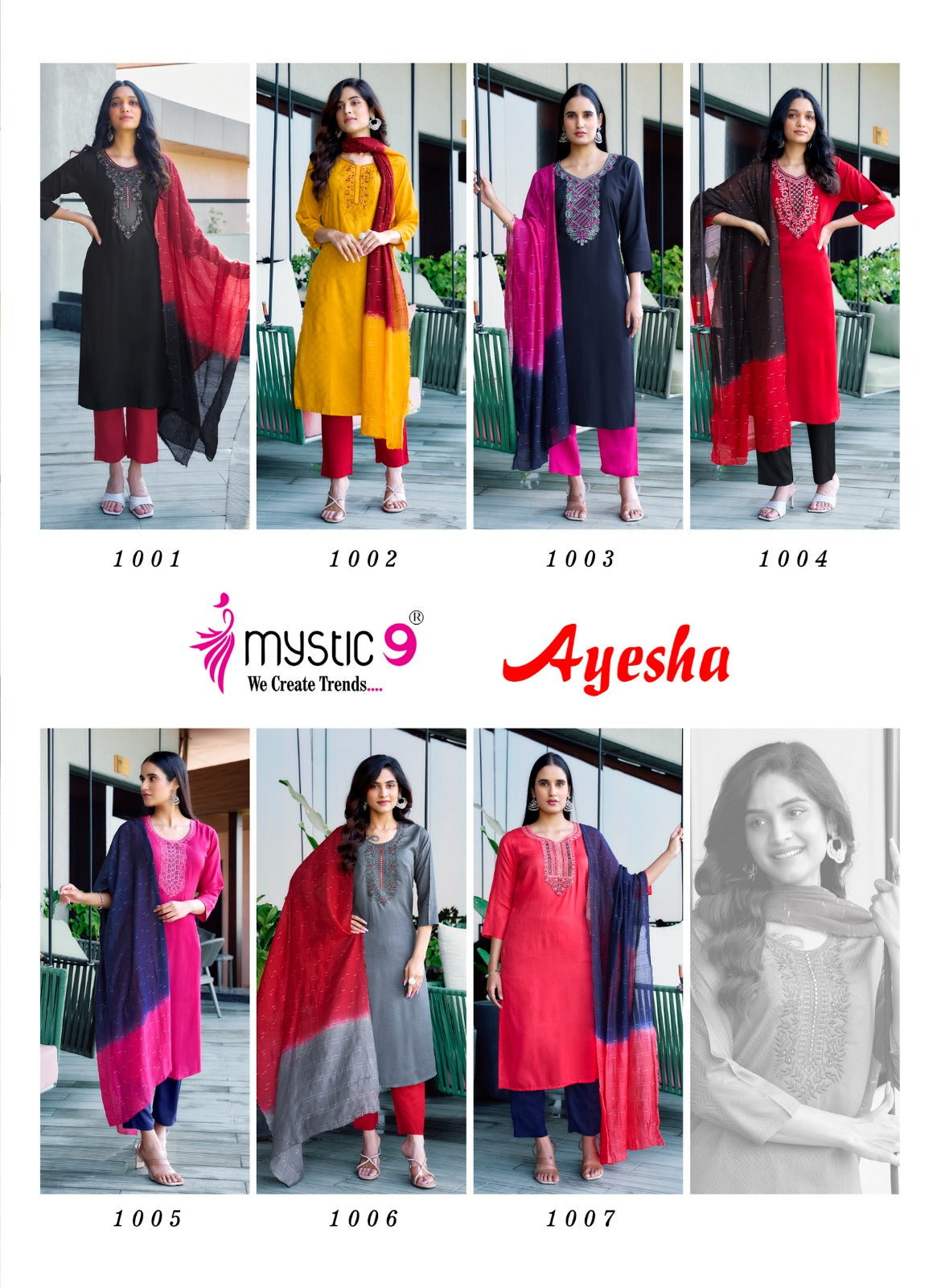 Ayesha Vol 1 Mystic 9 Rayon Dobby Readymade Pant Style Suits Wholesaler India