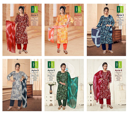 Ayna H Dot Rayon Readymade Pant Style Suits Wholesaler Ahmedabad