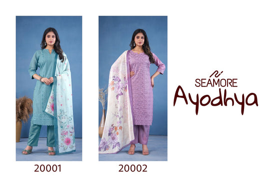 Ayodhya Seamore Chanderi Readymade Pant Style Suits Exporter Gujarat