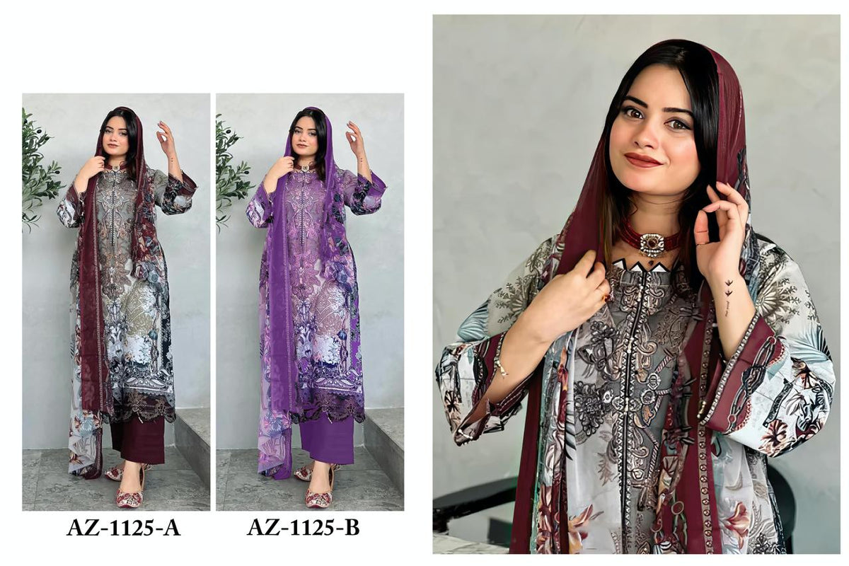 Az-1125Ab Al Zohaib Pure Cotton Pakistani Salwar Suits Exporter Ahmedabad