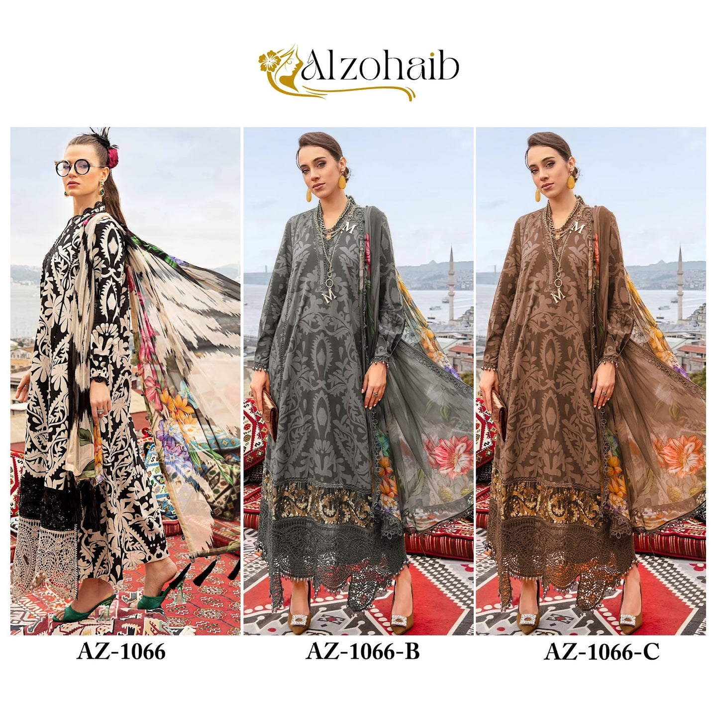 Az 1066 Bc Al Zohaib Cotton Pakistani Patch Work Suits Wholesale Price