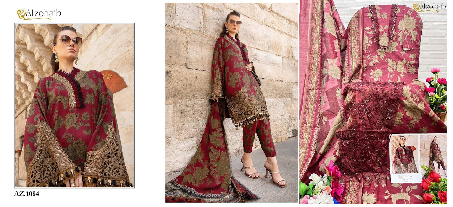 Az 1084-1085 Al Zohaib Cotton Pakistani Patch Work Suits Wholesaler Ahmedabad