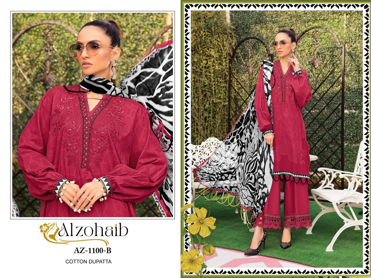 Az 1100 Ab Al Zohaib Cotton Pakistani Patch Work Suits Manufacturer Ahmedabad