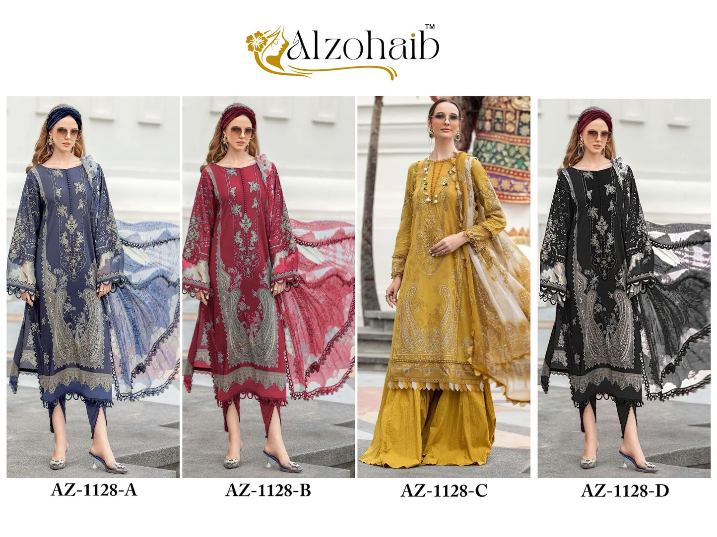 Az 1128 Al Zohaib Pure Cotton Karachi Salwar Suits Supplier