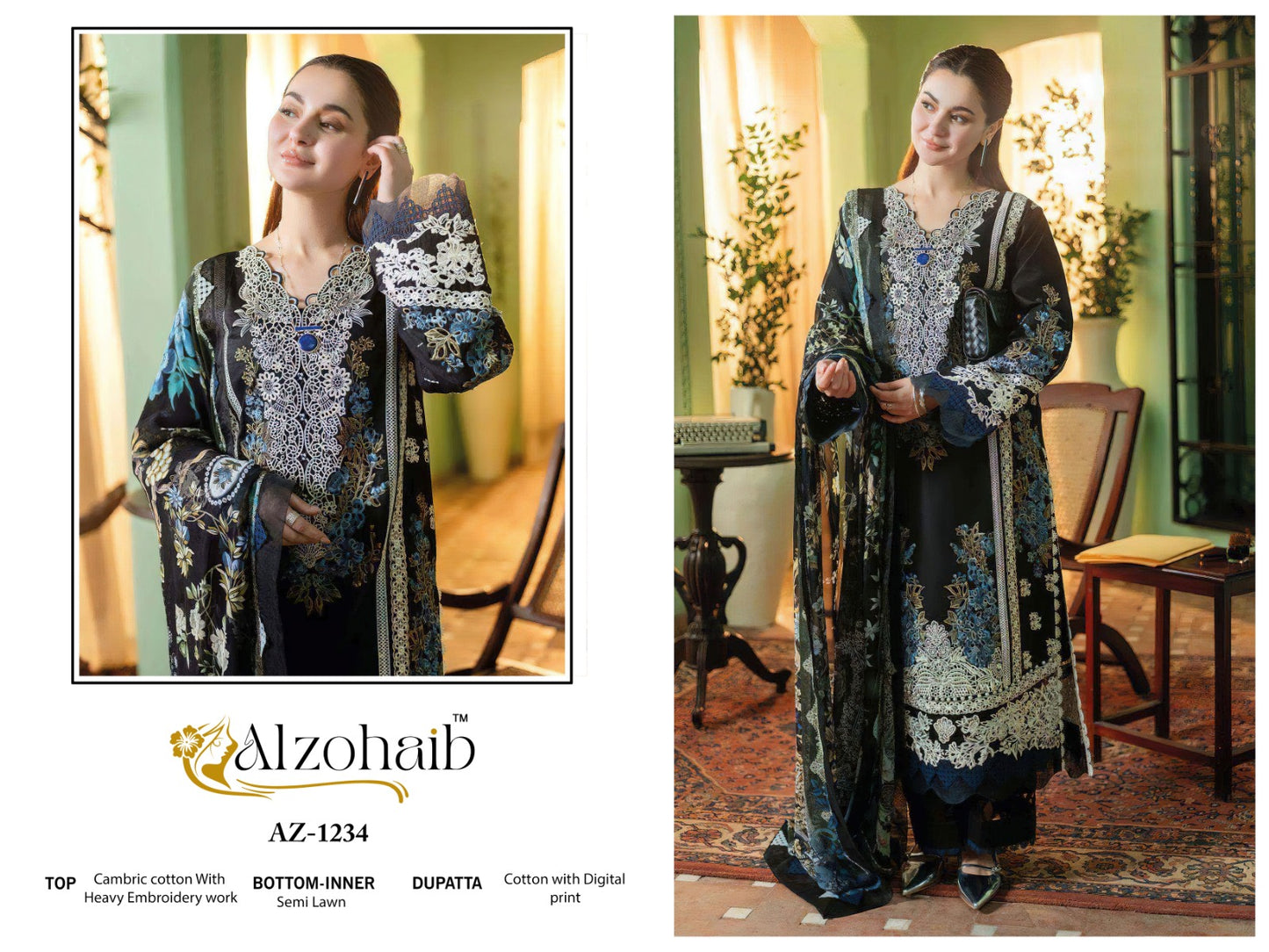 Az 1233-1237 Al Zohaib Cotton Karachi Salwar Suits Manufacturer