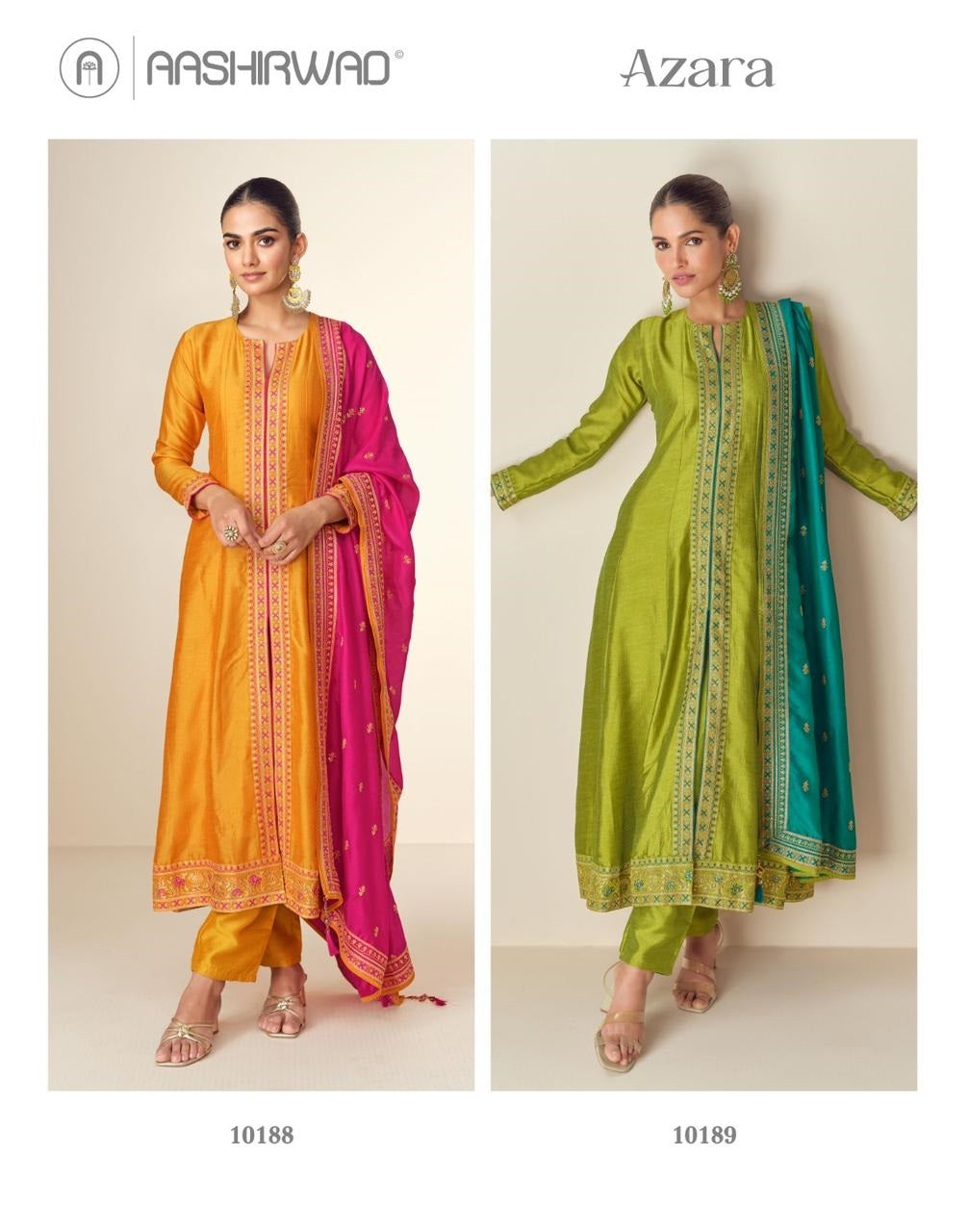 Azara Aashirwad Creation Silk Readymade Pant Style Suits Manufacturer Gujarat
