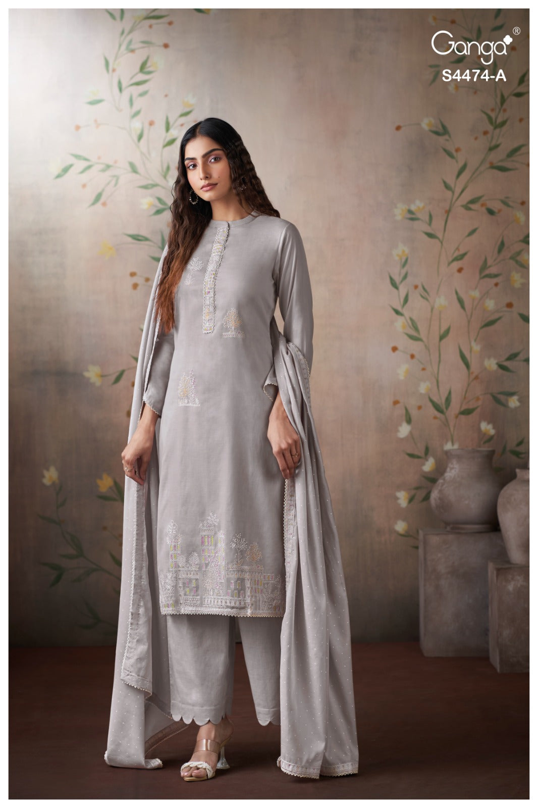 Azeela 4474 Ganga Mul Pant Style Suits Manufacturer India