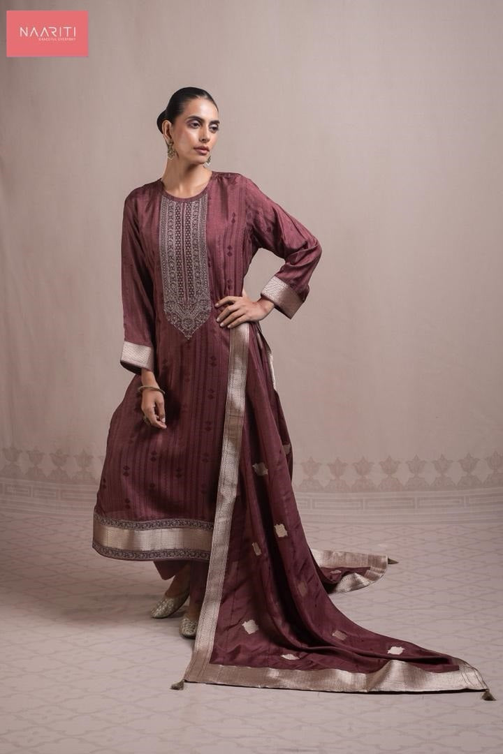 Aznish 192 Naariti Russian Silk Pant Style Suits Wholesaler
