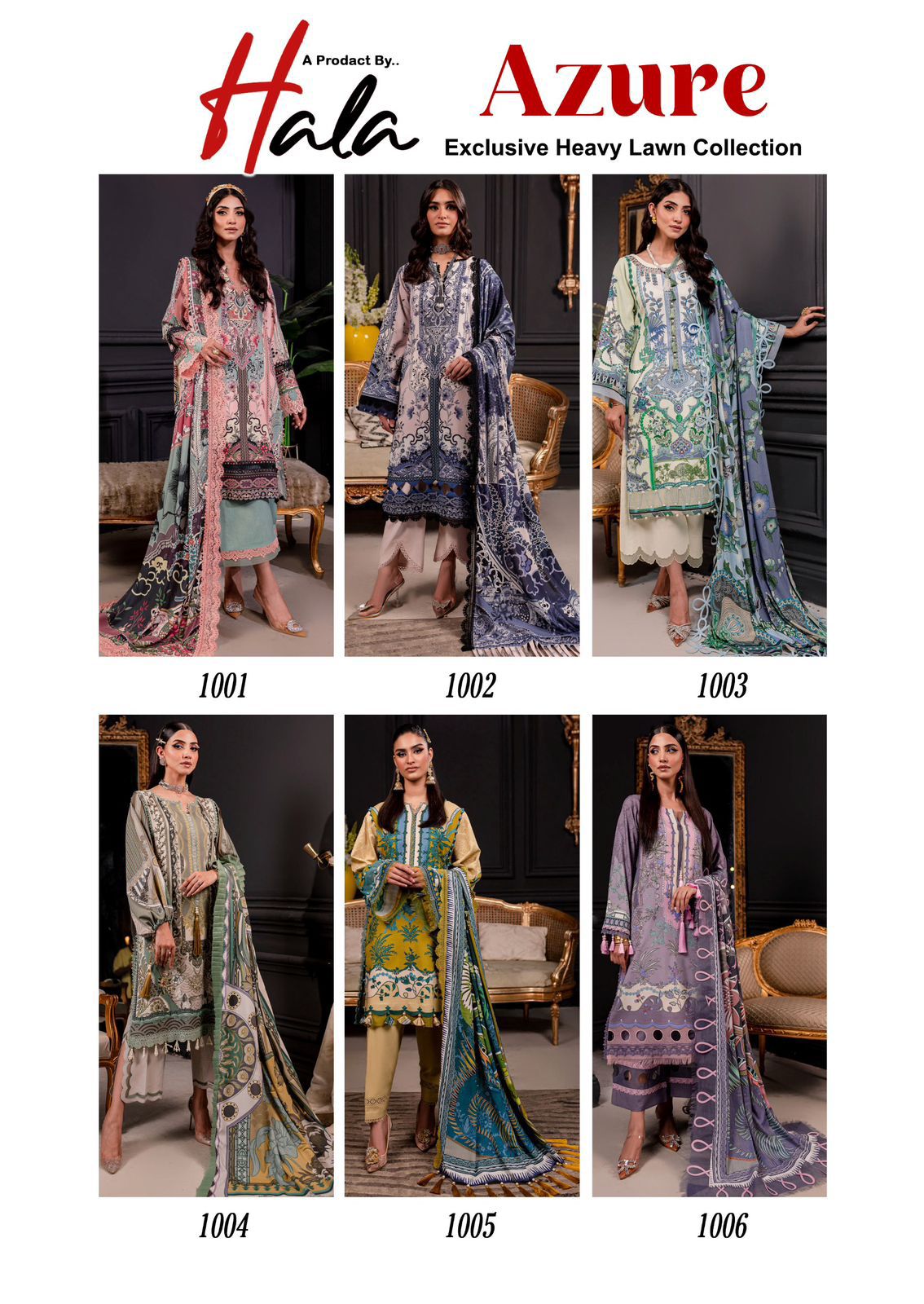 Azure Exclusive Heavy Lawn Collection Hala Karachi Salwar Suits Exporter Ahmedabad