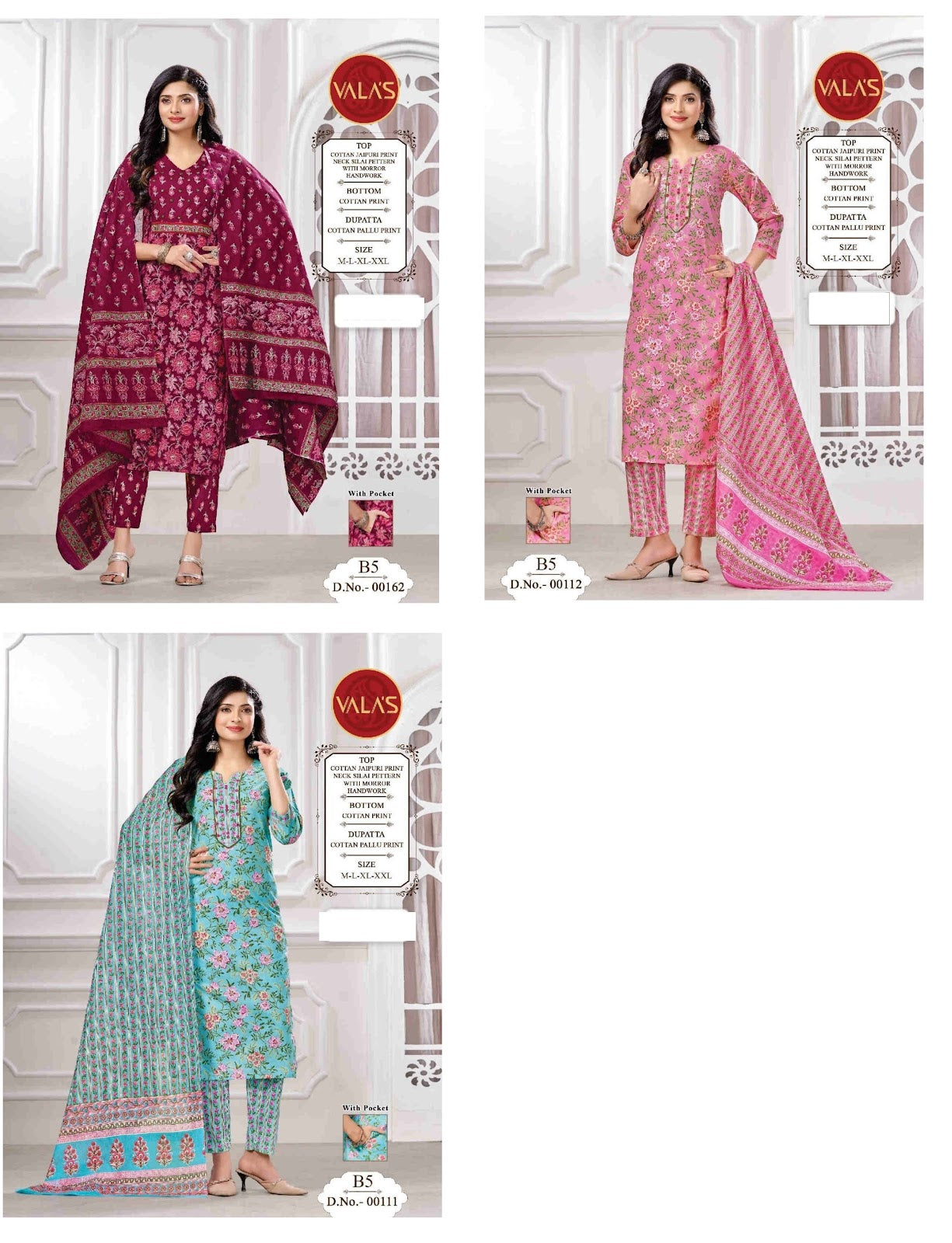 B5-00112-00162 Valas Jaipuri Readymade Pant Style Suits Exporter Gujarat