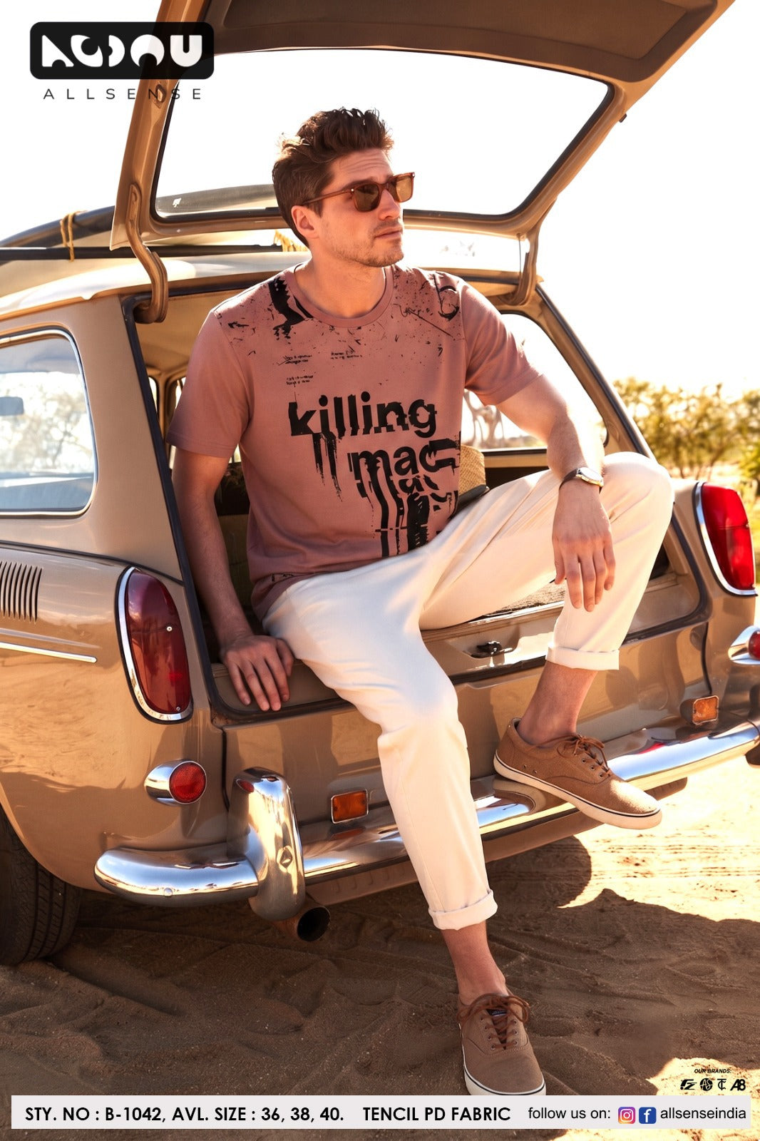B 1042 Dobby Allsense Tencil Mens Tshirts Manufacturer