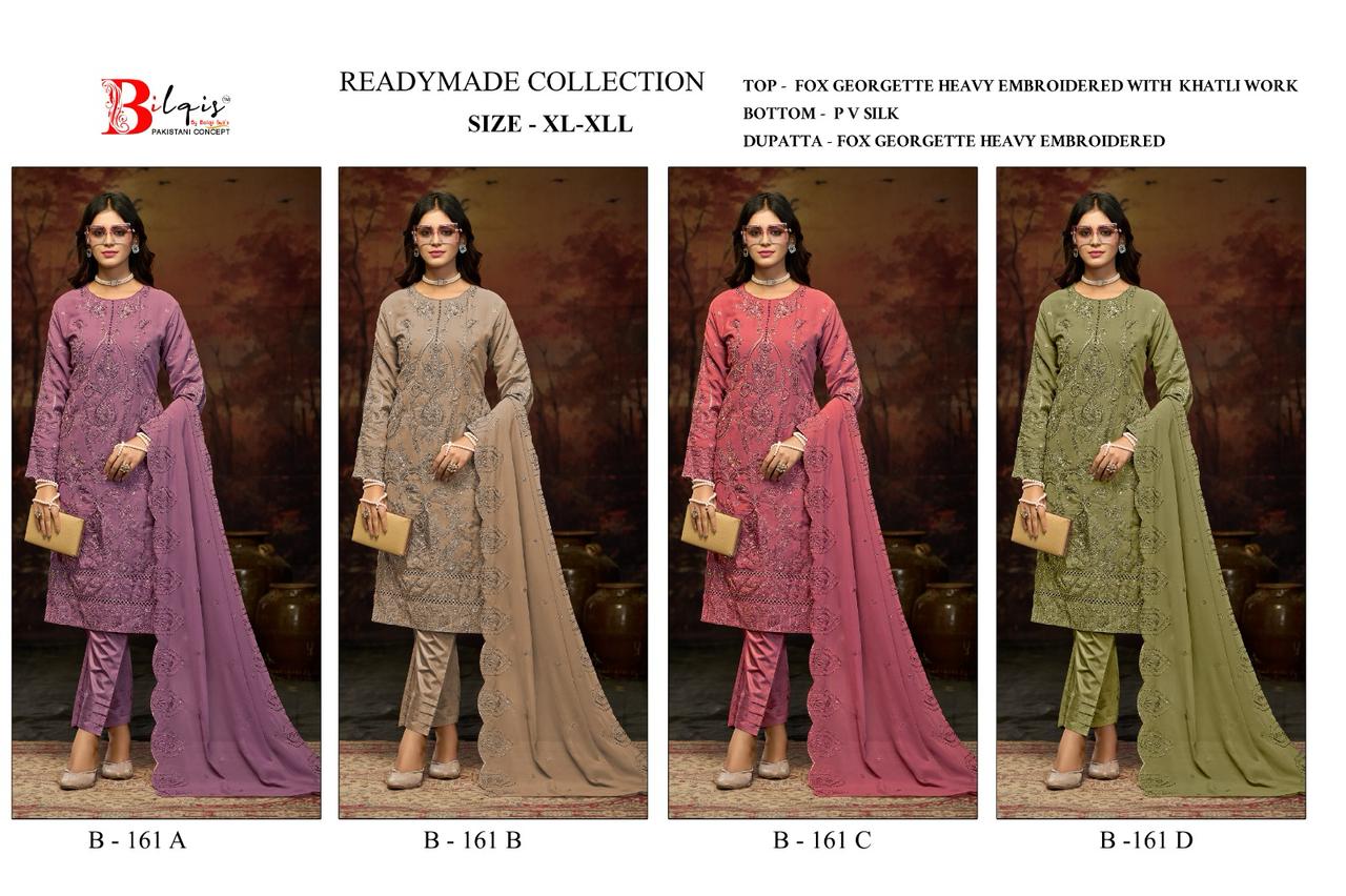 B 161 Bilqis Fox Georgette Pakistani Readymade Suits Wholesaler India