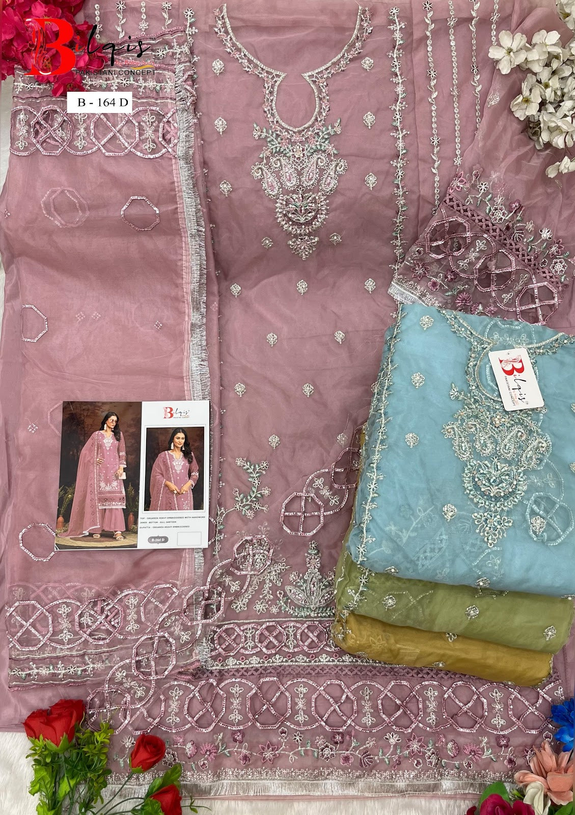 B 164 Bilqis Organza Pakistani Salwar Suits Manufacturer