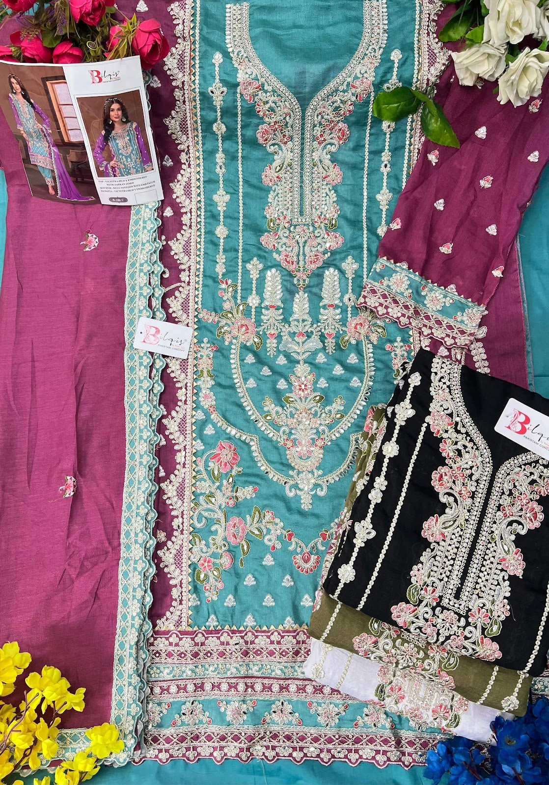 B 186 Bilqis Vichitra Pakistani Salwar Suits Wholesale