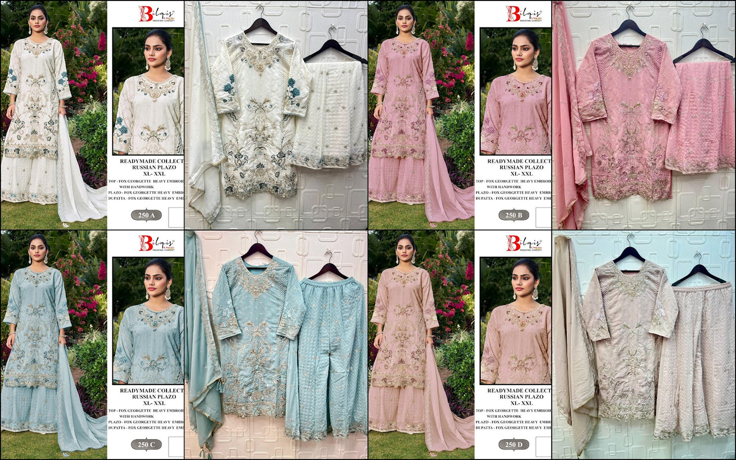 B 250 Bilqis Fox Georgette Pakistani Readymade Suits Manufacturer