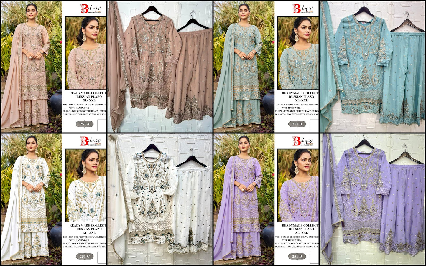 B 251 Bilqis Fox Georgette Pakistani Readymade Suits Wholesaler