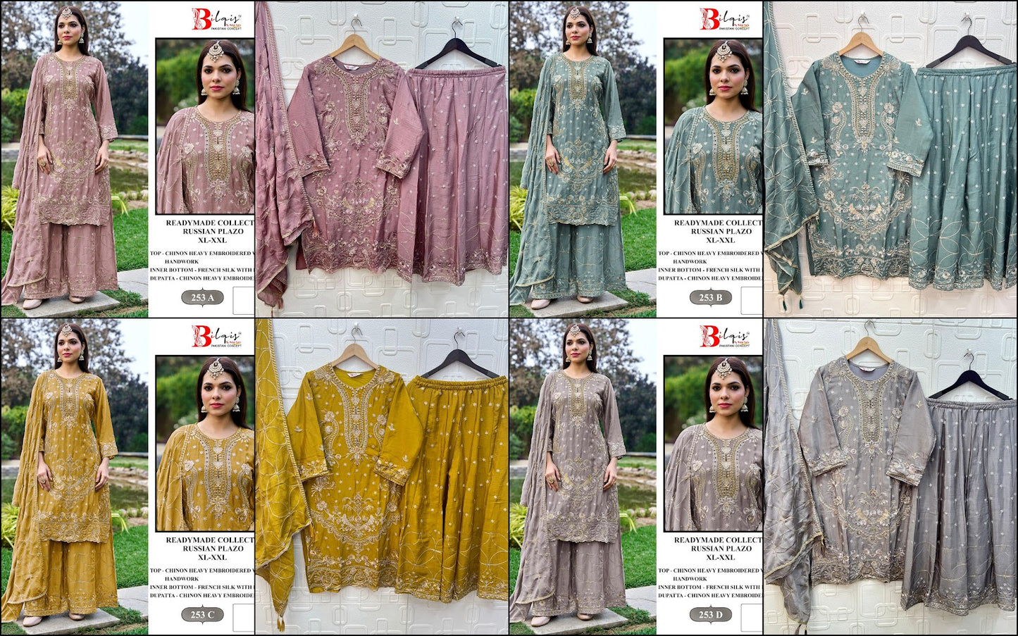B 253 Bilqis Chinon Pakistani Readymade Suits Wholesale