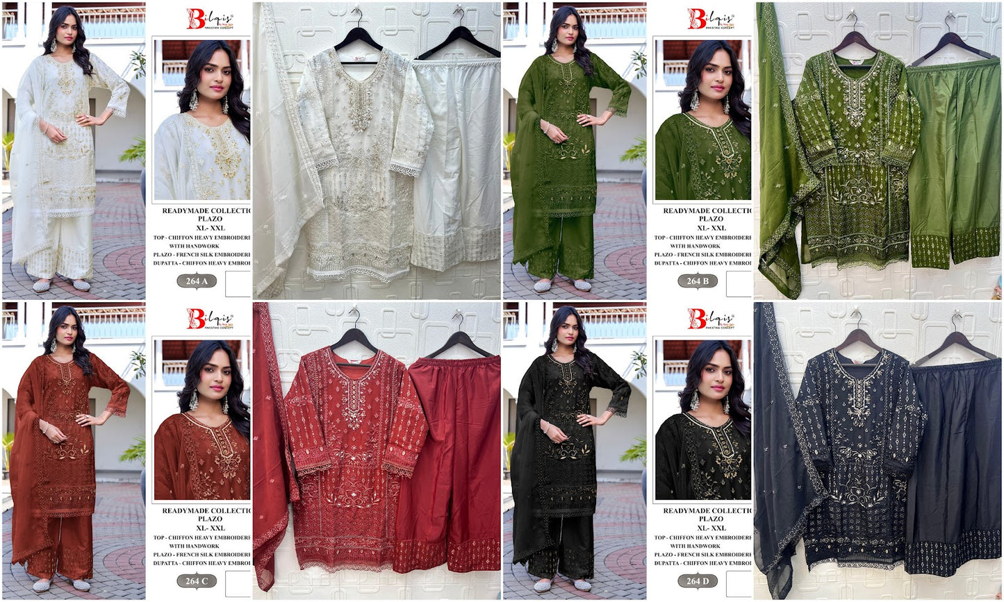 B 264 Bilqis Chiffon Pakistani Readymade Suits Manufacturer India