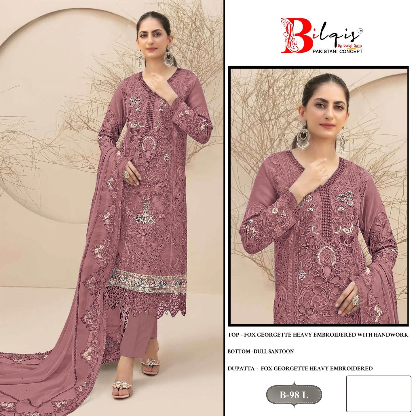 B 98 Ijkl Bilqis Fox Georgette Pakistani Salwar Suits Wholesale Price