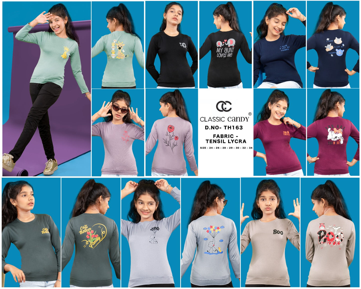 Back Print Th 163 Classic Candy Tencil Lycra Girls Tshirt Supplier