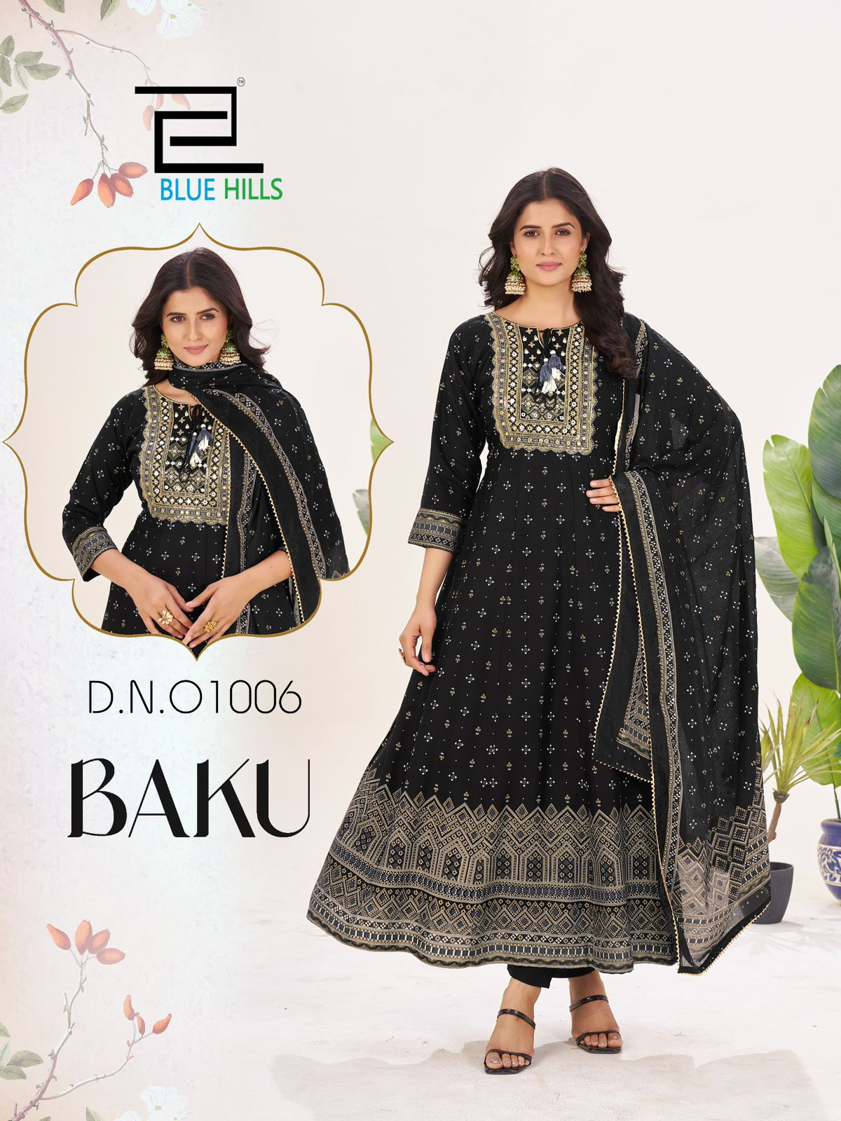 Baku Blue Hills Rayon 14Kg Readymade Anarkali Suits Manufacturer Gujarat