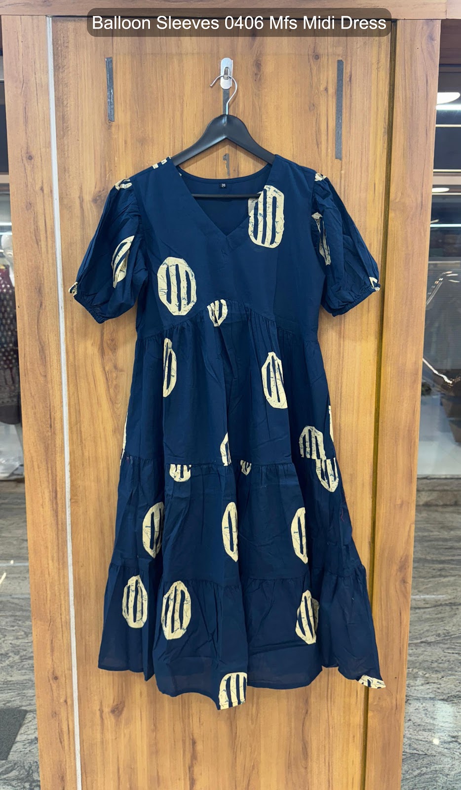 Balloon Sleeves 0406 Mfs Cotton Midi Dress Manufacturer Gujarat