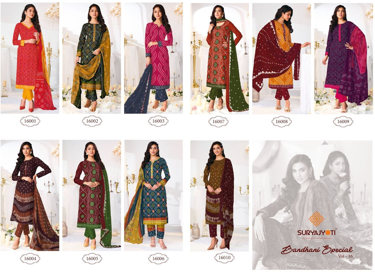 Bandhani Special Vol 16 Suryajyoti Cotton Dress Material Exporter Gujarat