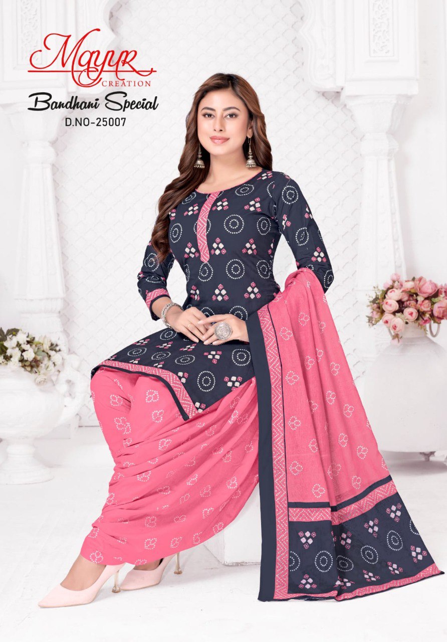 Bandhani Special Vol 25 Mayur Creation Readymade Cotton Patiyala Suits Exporter Ahmedabad