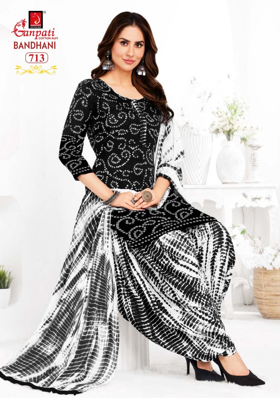Bandhani Vol 7 Ganpati Cotton Patiyala Style Suits Supplier India