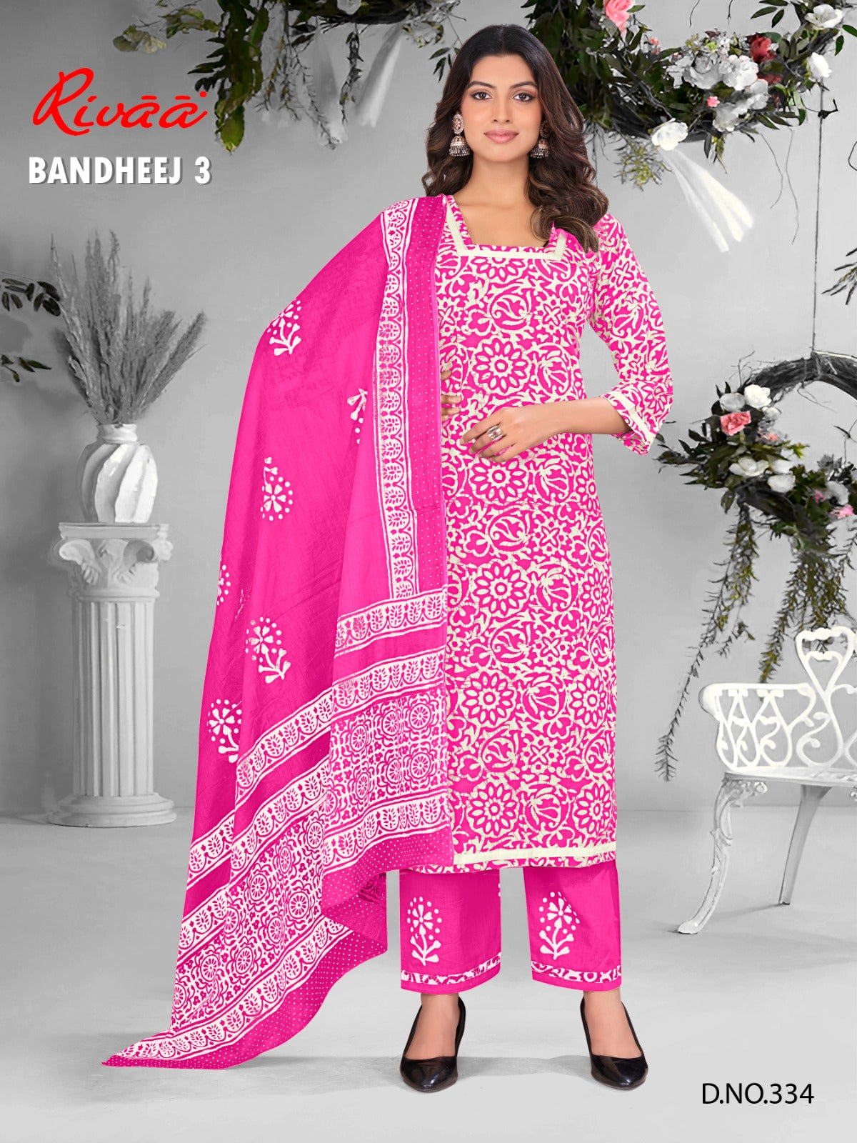 Bandhej 3 Rivaa Cotton Pant Style Suits Supplier Ahmedabad