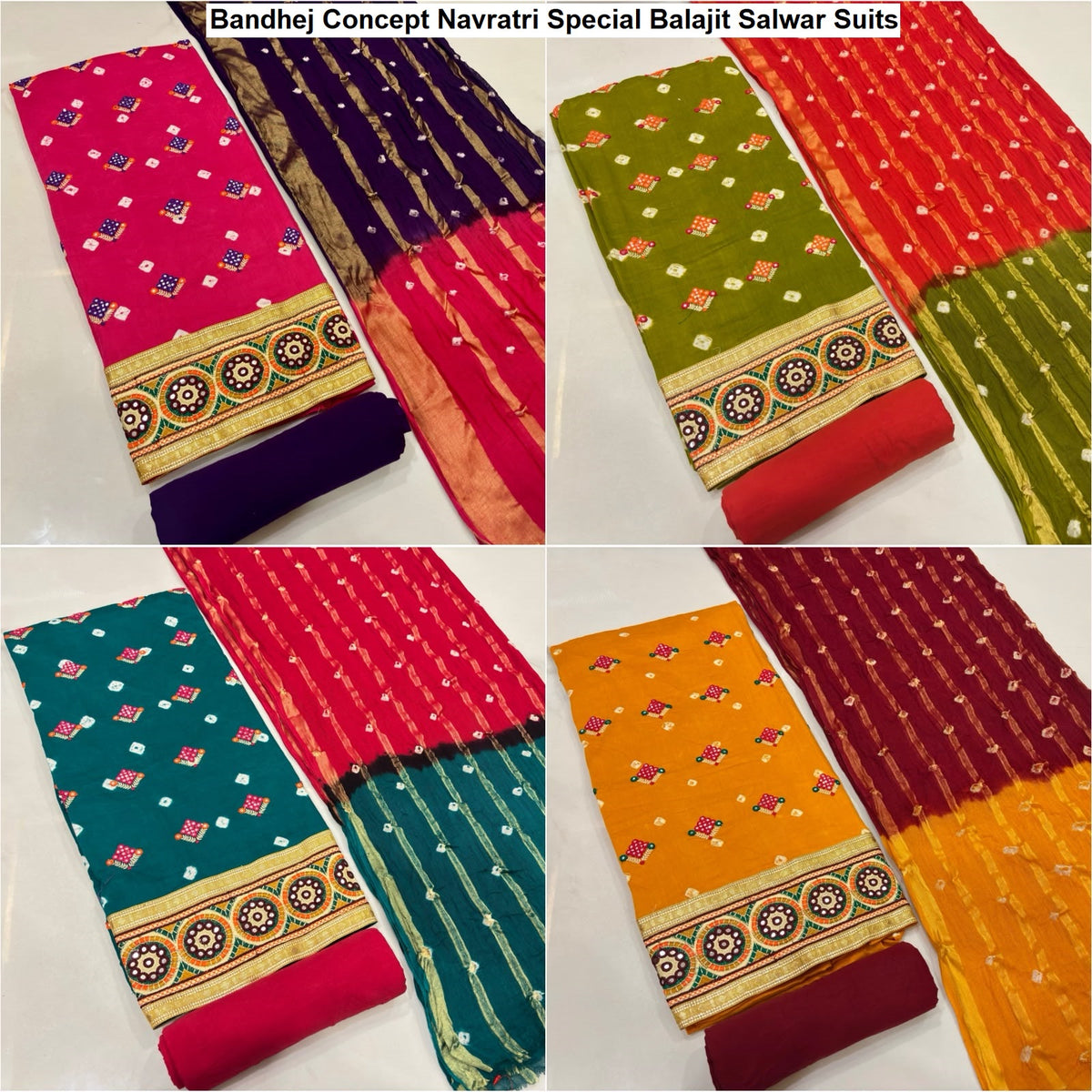 Bandhej Concept Navratri Special Balajit Satin Salwar Suits Manufacturer Gujarat