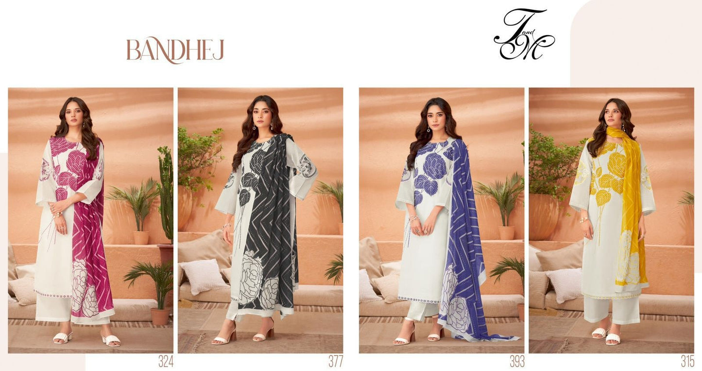 Bandhej Tm Pure Organdy Plazzo Style Suits Exporter Gujarat