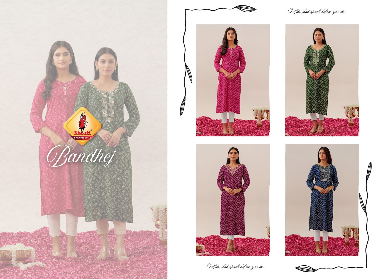 Bandhej Vol 7 Shruti Rayon Long Kurtis Wholesale