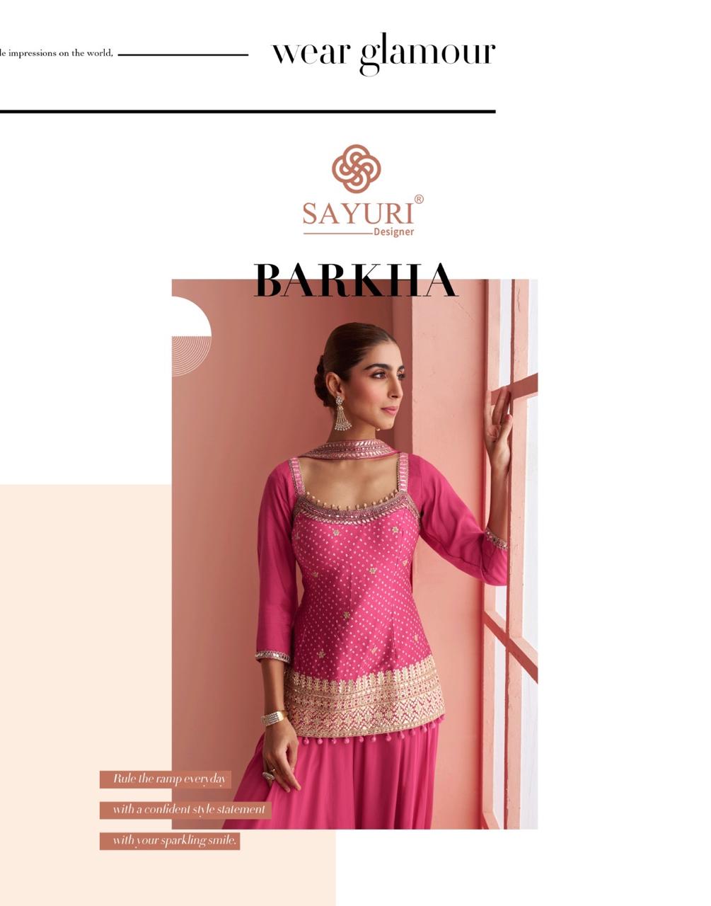 Barkha Sayuri Chinon Silk Readymade Suits Manufacturer Ahmedabad