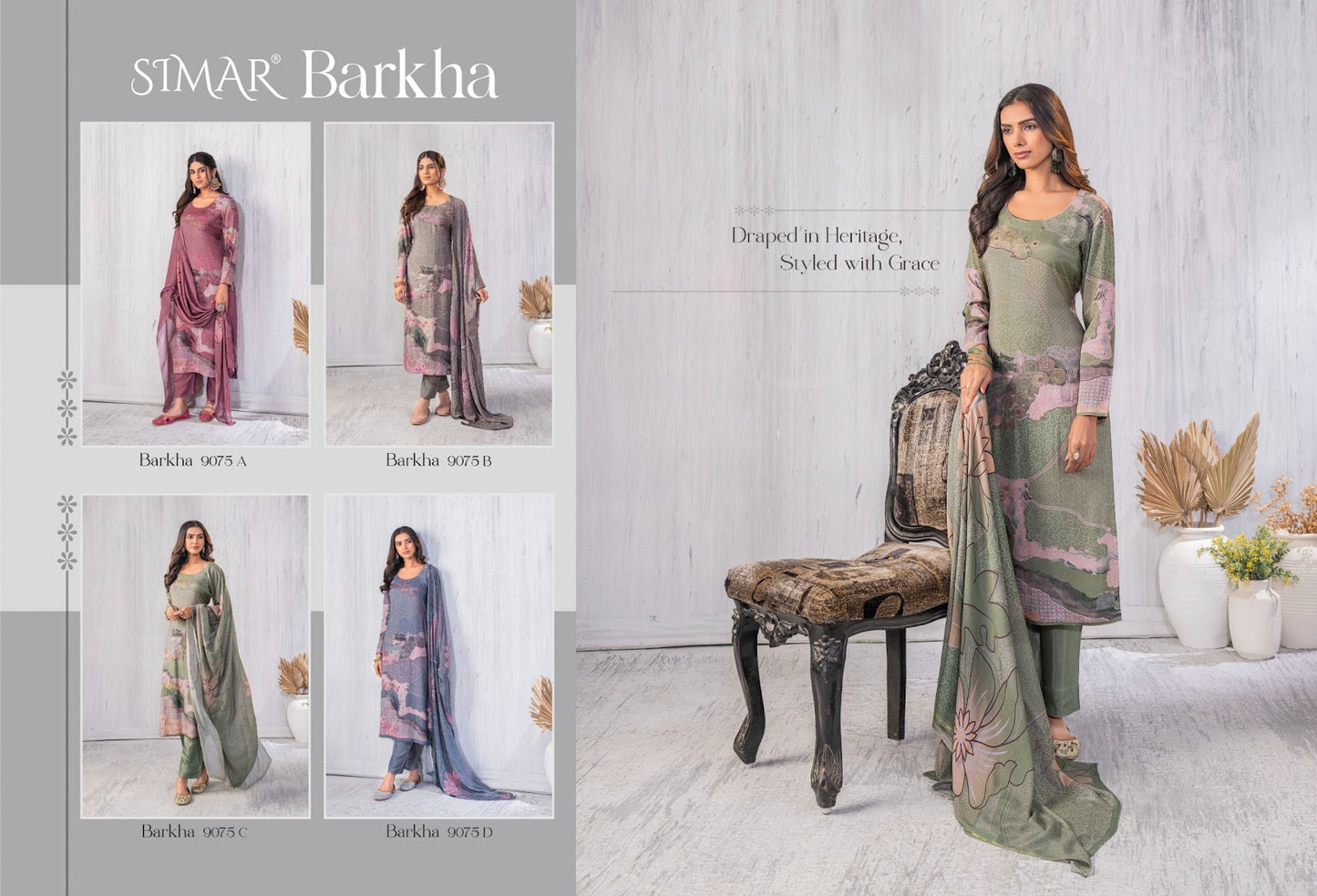 Barkha Simar Viscose Muslin Pant Style Suits Wholesaler Ahmedabad