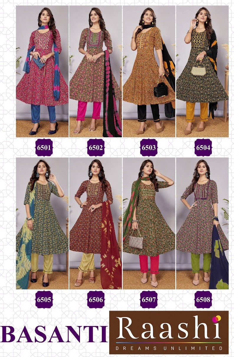 Basanti Raashi Rayon Readymade Pant Style Suits