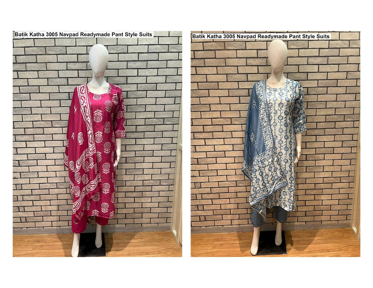 Batik Katha 3005 Navpad Chanderi Silk Readymade Pant Style Suits Supplier India