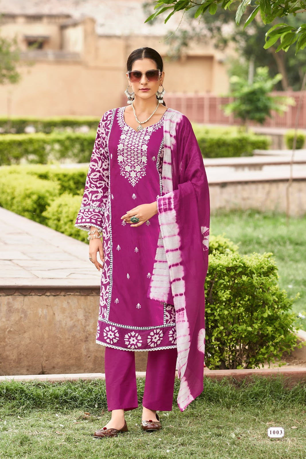 Batik 3 Ossm Chanderi Readymade Pant Style Suits Supplier