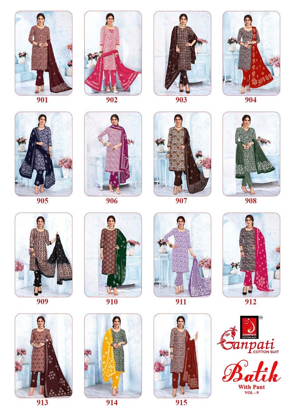 Batik With Pant Vol 9 Ganpati Cotton Readymade Pant Style Suits Manufacturer
