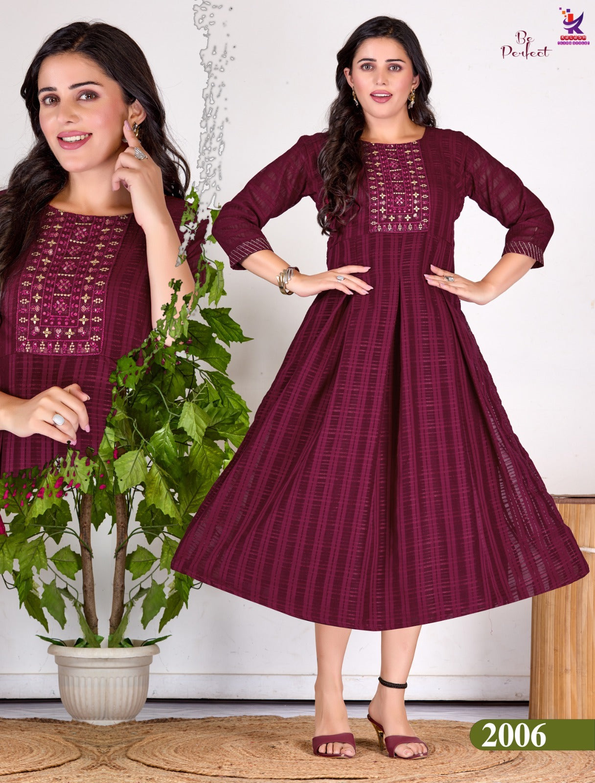 Be Perfect Mlm Kalash Lifestyle Rayon 14Kg Anarkali Kurtis Wholesale