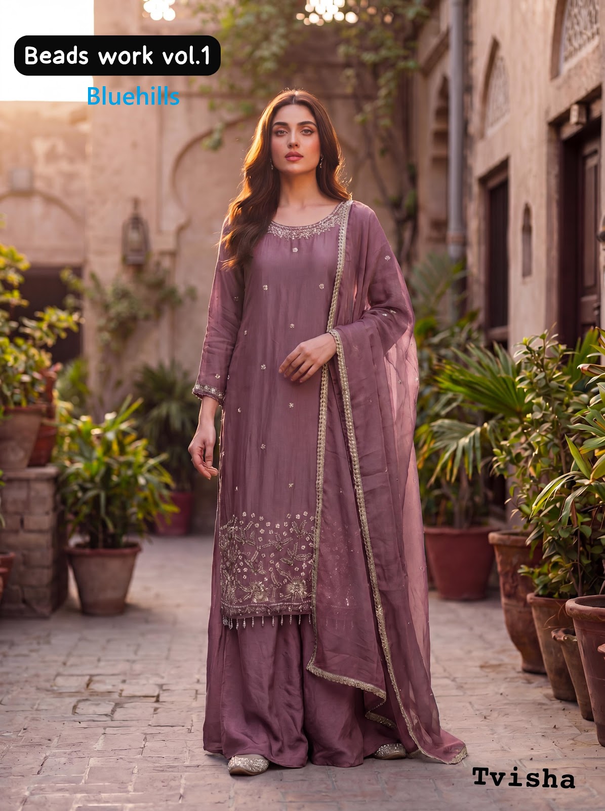 Beads Work Vol 1 Bluehills Crush Readymade Plazzo Style Suits Wholesale Rate