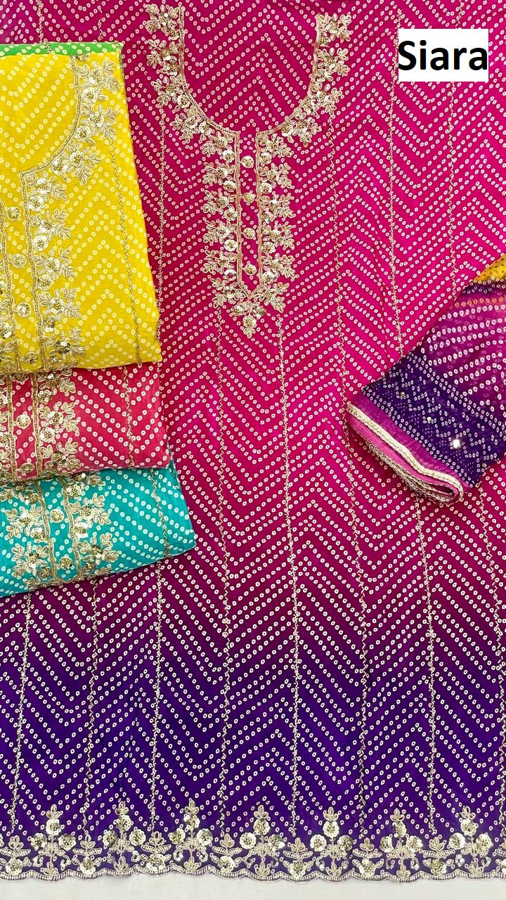 Beats Handwork 22 Siara Natural Crape Salwar Suits Wholesale