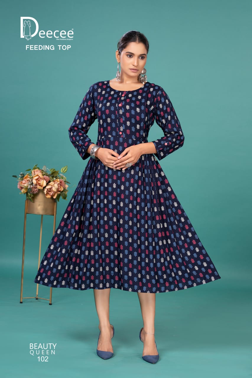 Beauty Queen Deecee Rayon Feeding Kurtis Supplier