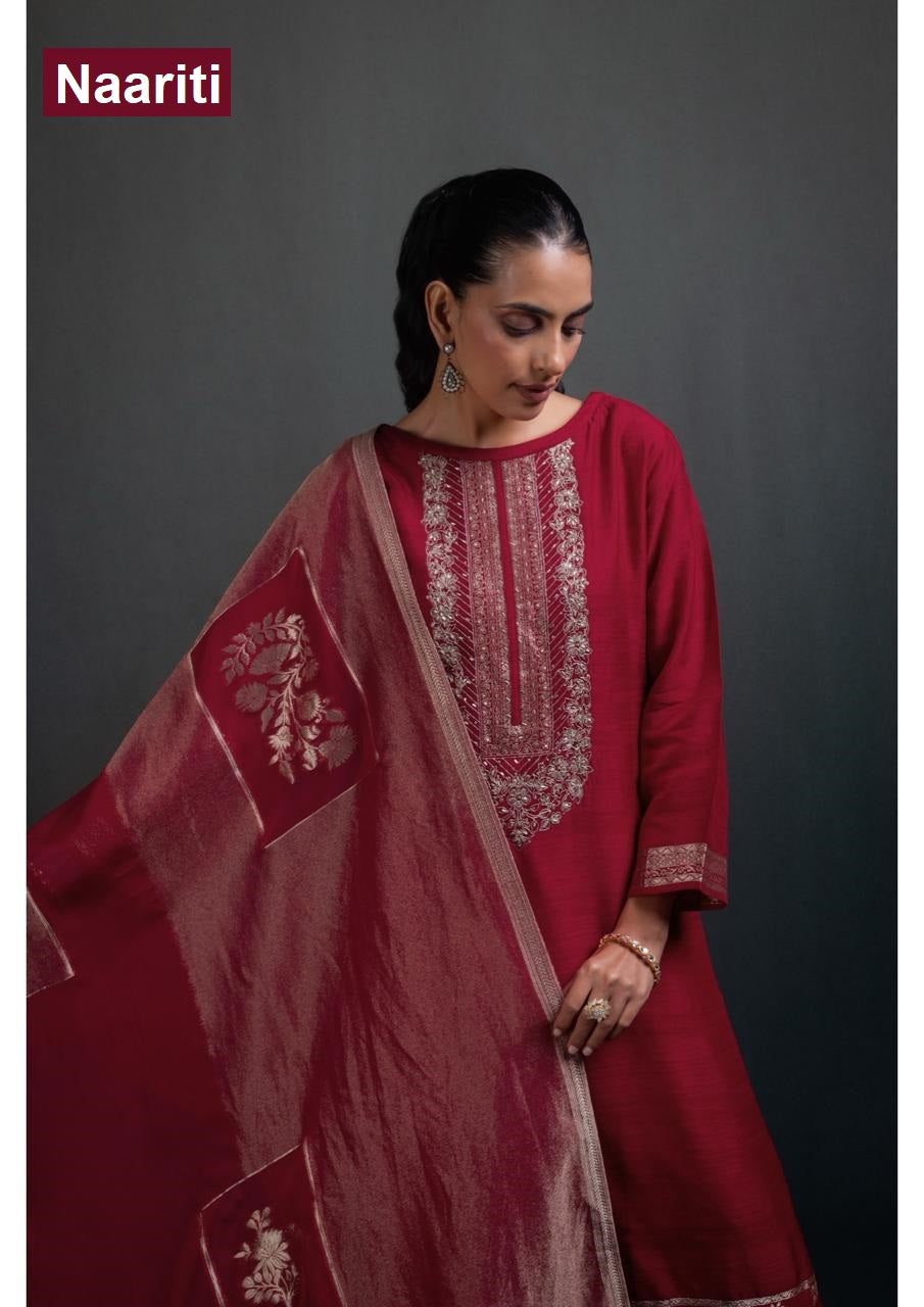 Beenal 2893 Naariti Raw Silk Pant Style Suits Exporter Gujarat