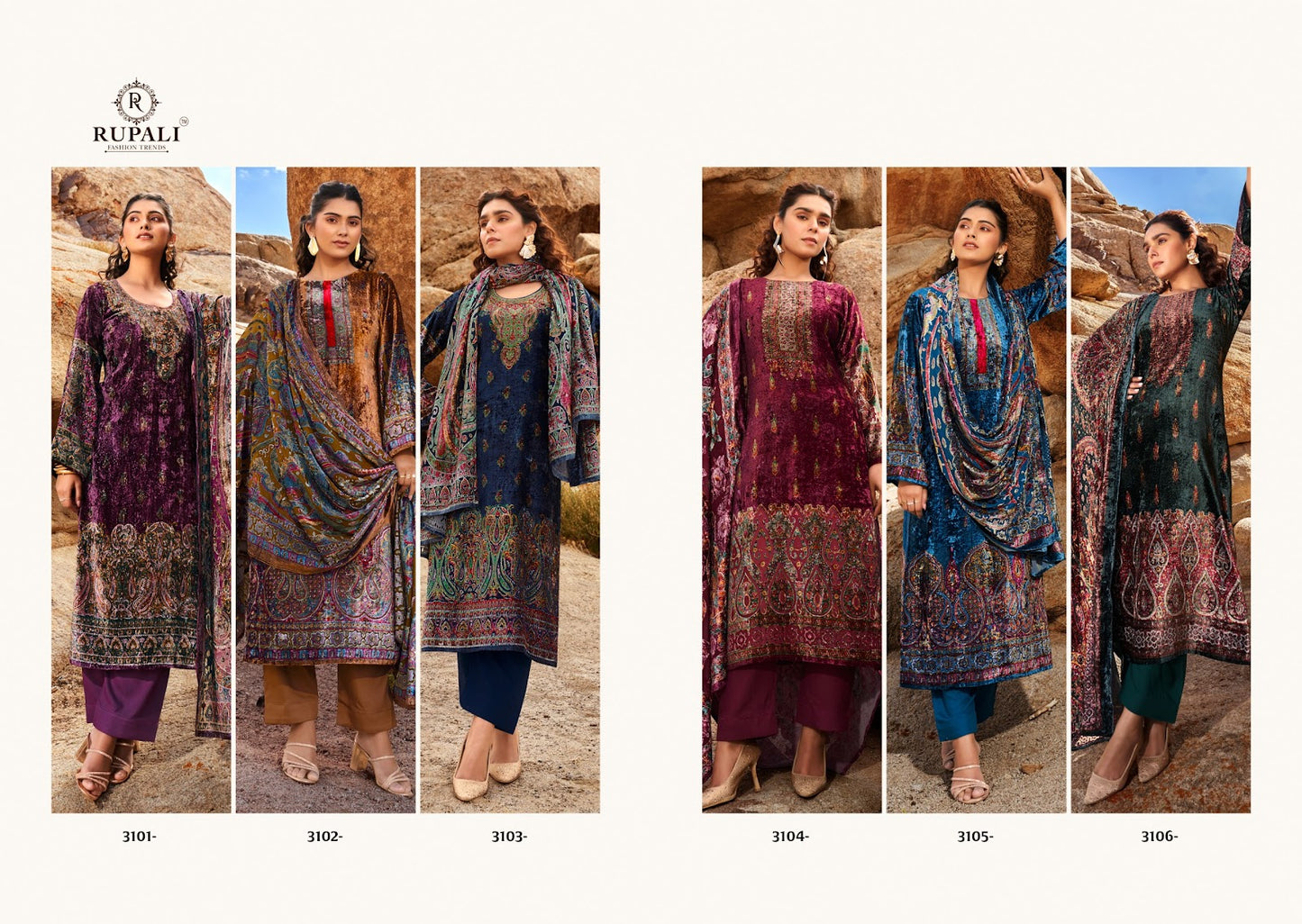 Begum Rupali Viscose Velvet Suits Manufacturer Ahmedabad