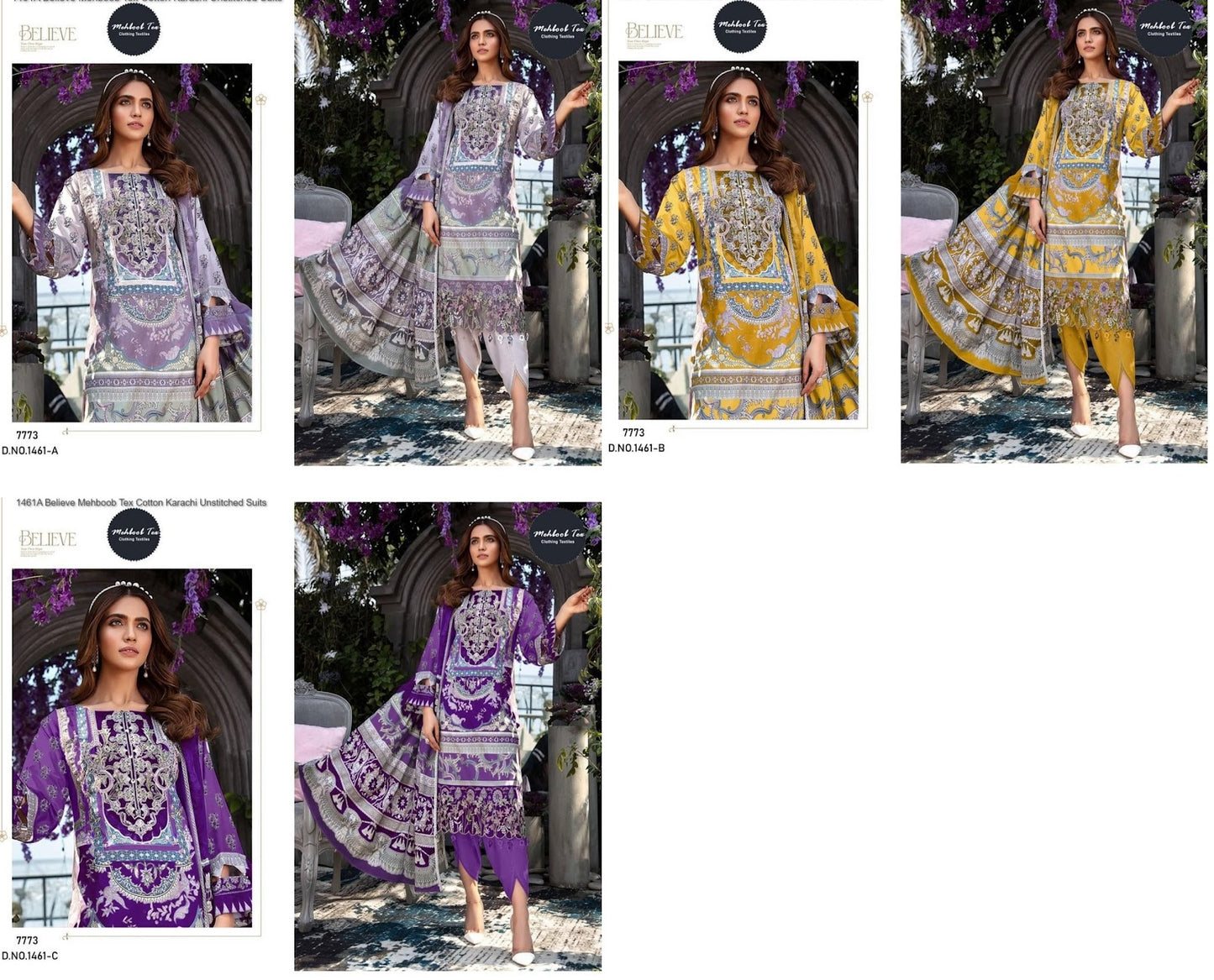 Believe 1461 Abc Mehboob Tex Cotton Karachi Salwar Suits Wholesale Price