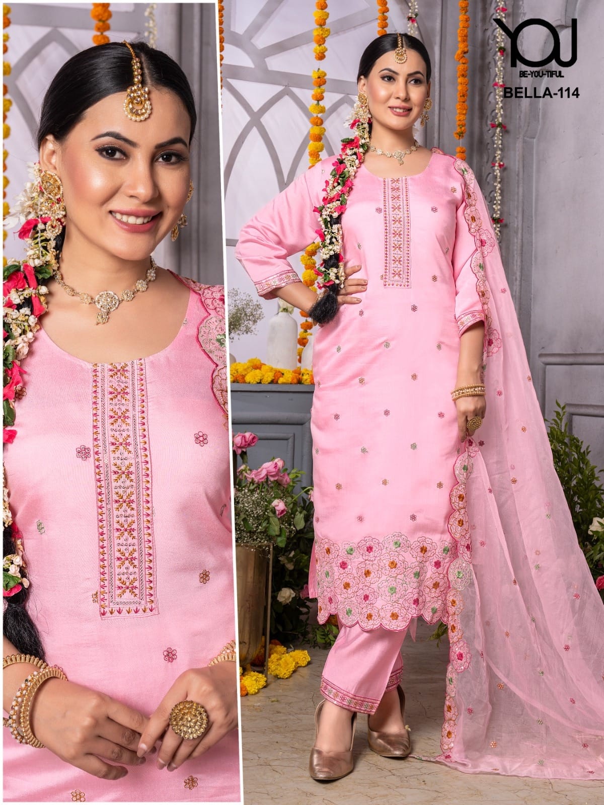 Bella 114 You Roman Silk Readymade Pant Style Suits Supplier India