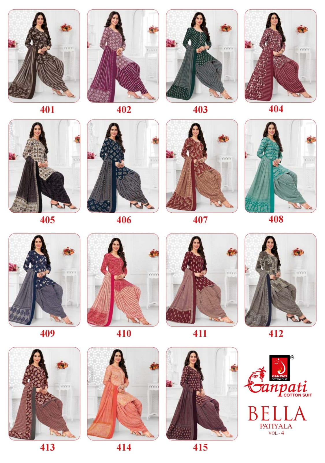 Bella Vol 4 Ganpati Cotton Readymade Cotton Patiyala Suits Wholesaler India