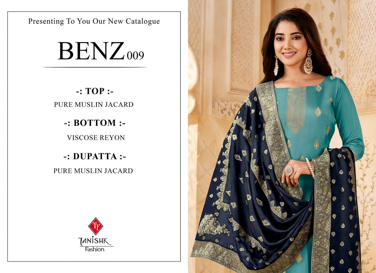 Benz 009 Tanishk Fashion Pure Muslin Pant Style Suits Supplier India