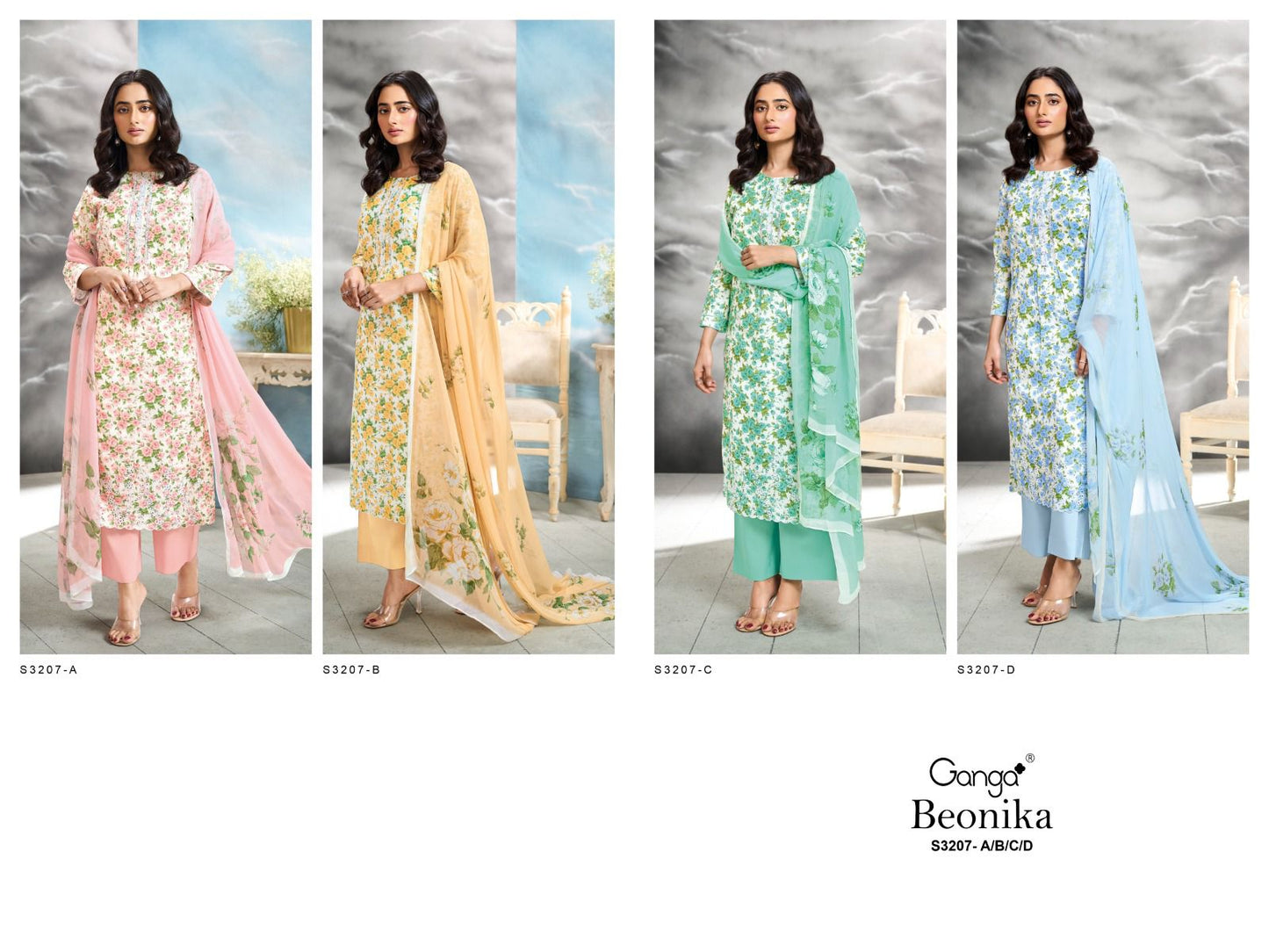 Beonika S3207 Ganga Cotton Plazzo Style Suits Supplier Gujarat